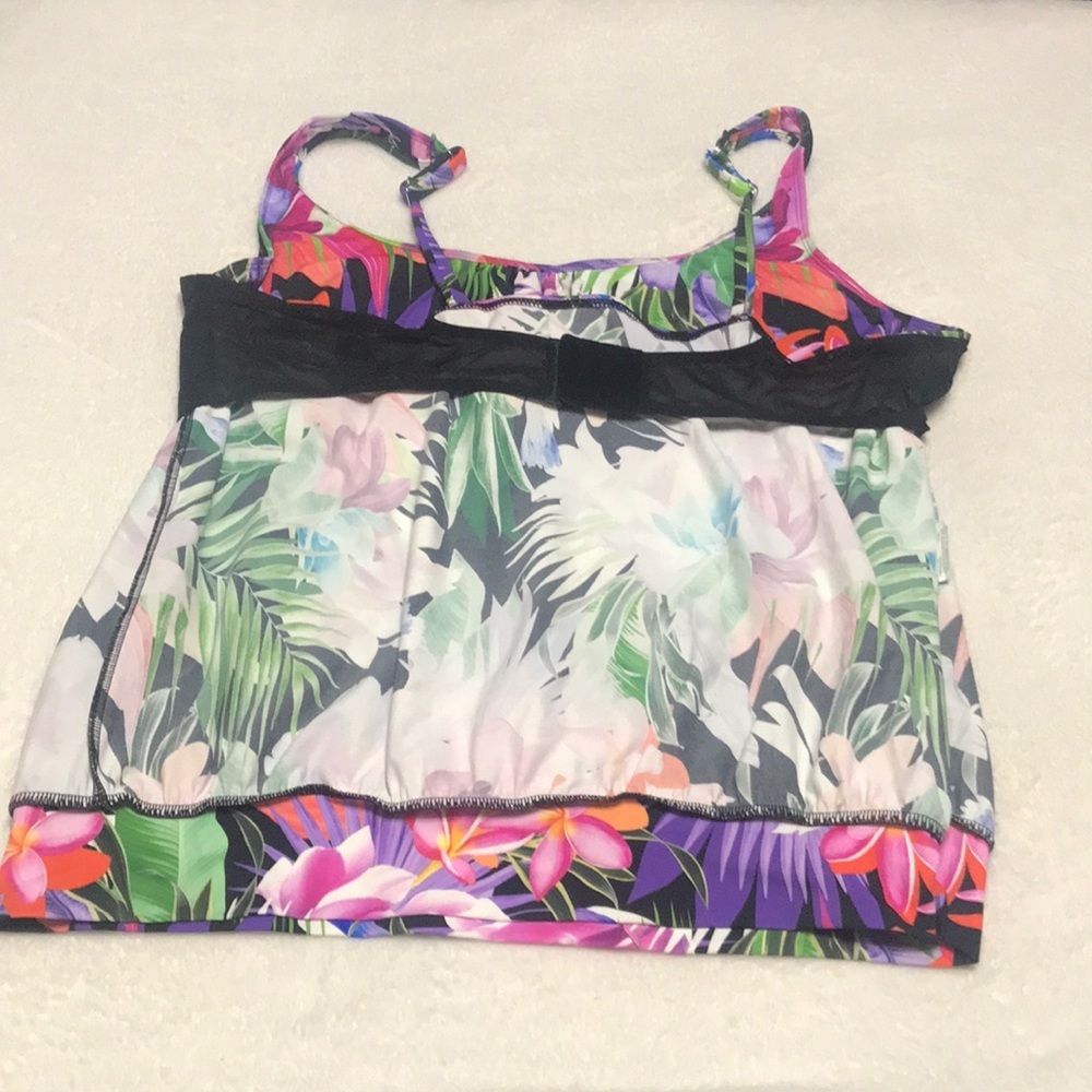 Tropical Floral Print Tankini SwimTop - Purple / Multicolor Sz 20 - Picture 5 of 11